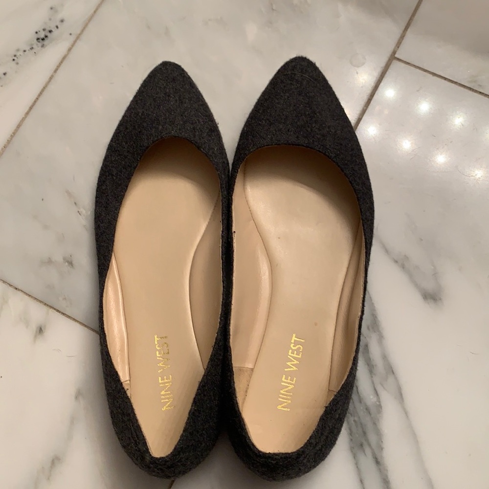 Nine West.  Gray flannel flats. Barely worn.